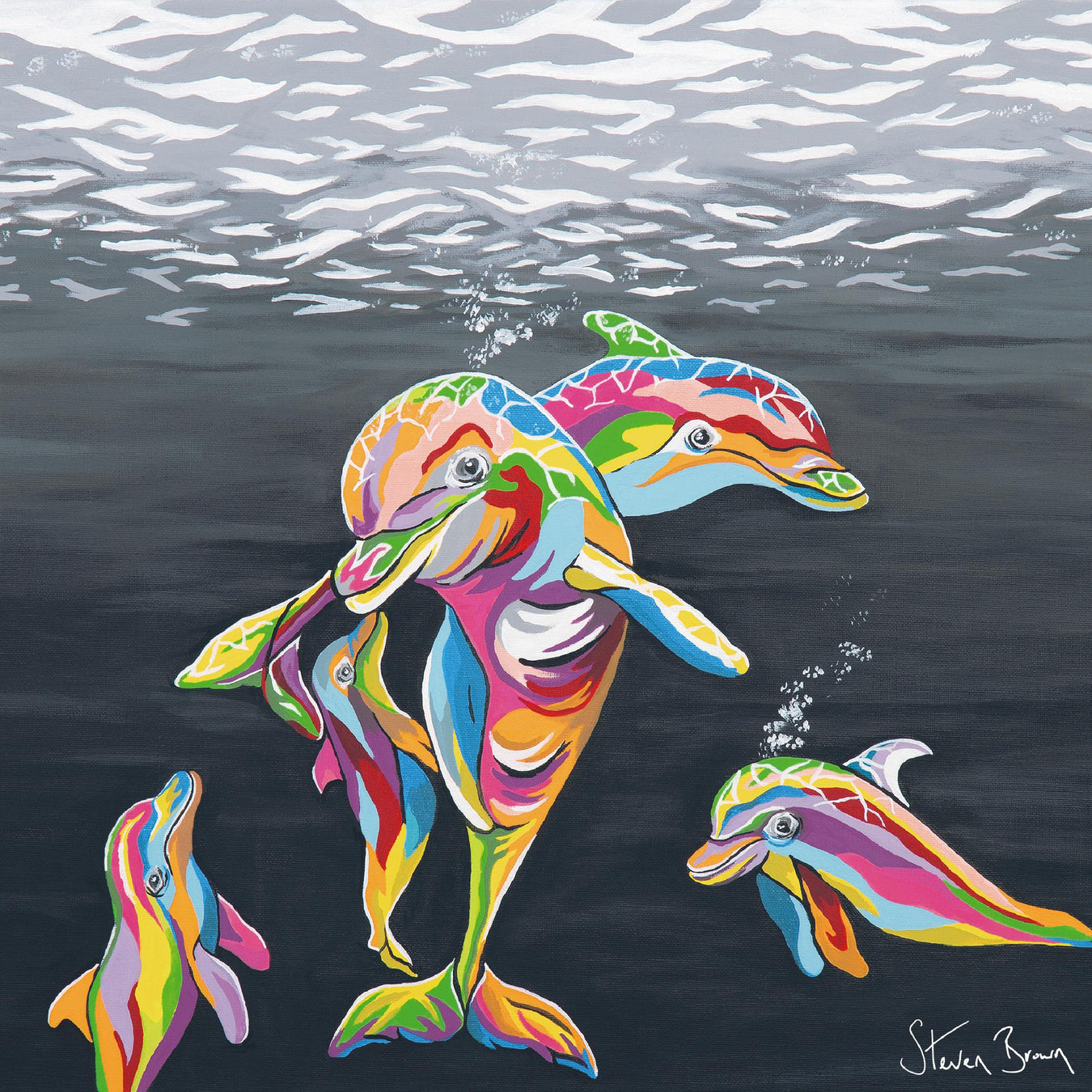 Multi-Coloured Dolphins by Steven Brown
