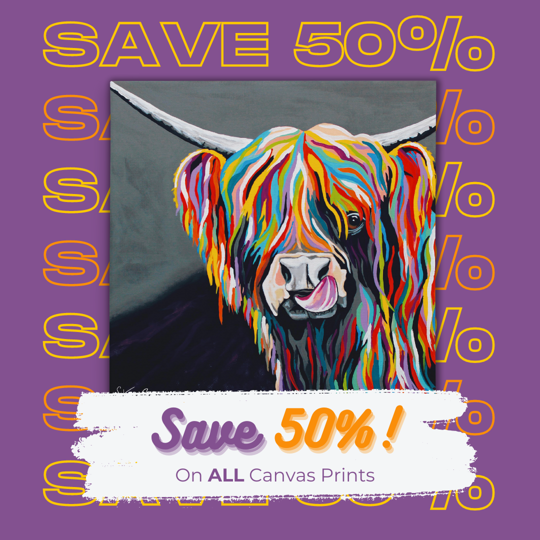 Highland Cow Wall Art Canvas Prints by Steven Brown