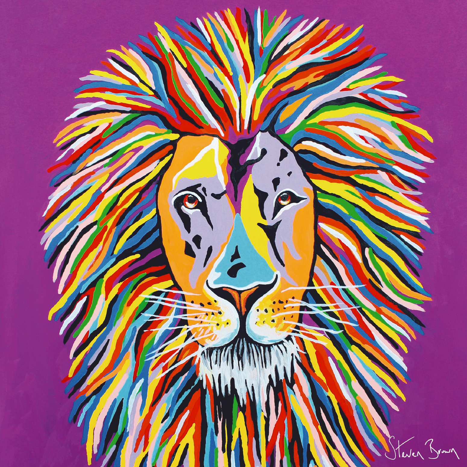 Multi-Coloured Lion Art by Steven Brown