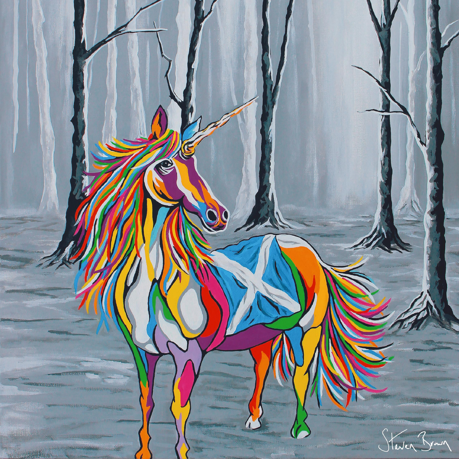 Multi-Coloured Unicorn Art by Steven Brown