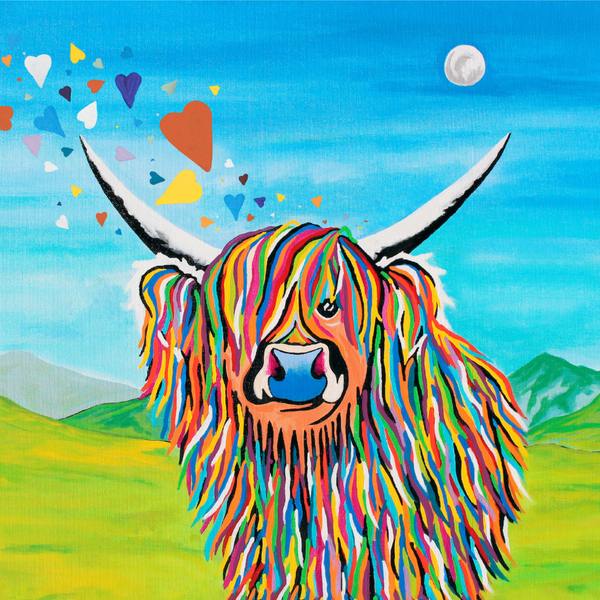 Sweetheart Chloe McCoo Highland Cow with Hearts | Steven Brown Art