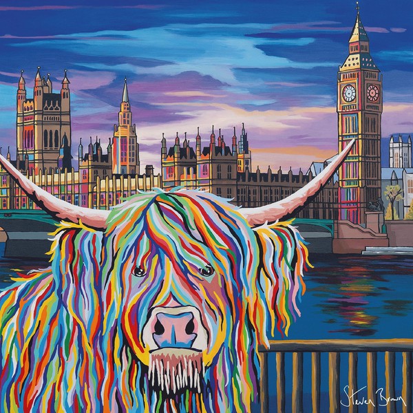Wee Ben McCoo Highland Cow in London | Steven Brown Art