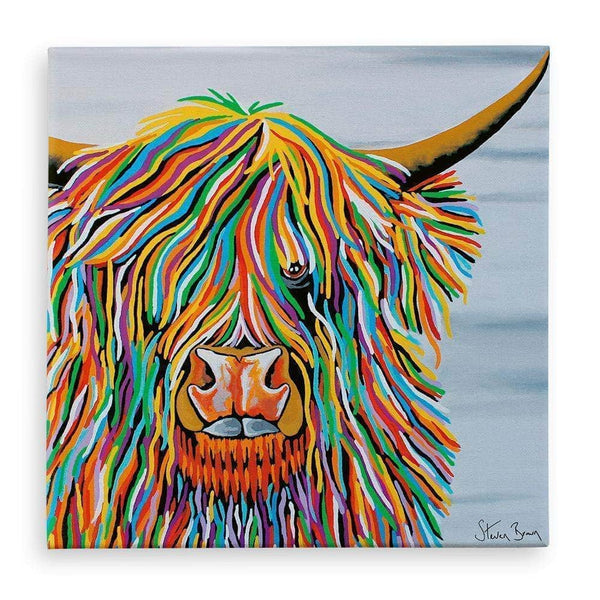 Colourful Cow Canvas - Big Malky McCoo | Steven Brown Art Colourful Cow Canvas - Big Malky McCoo | Steven Brown Art