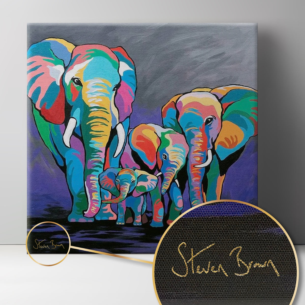 Allan & Jackie Colourful Elephants | 15th Anniversary Gold