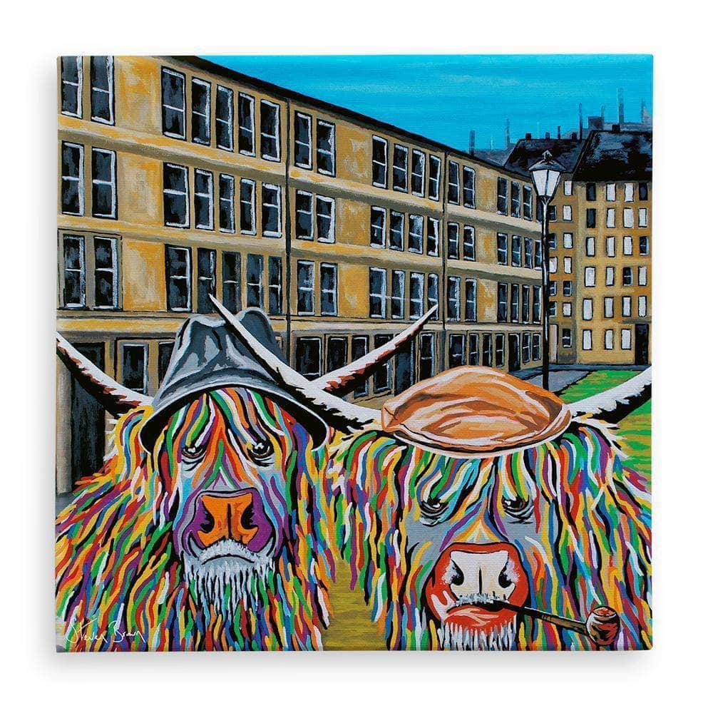 Jack & Victor McCoo Highland Cow Canvas | Steven Brown Art