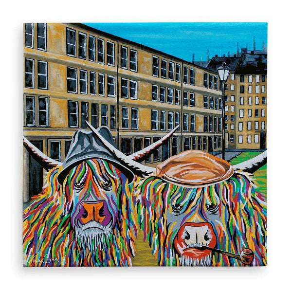 Jack & Victor McCoo Highland Cow Canvas | Steven Brown Art