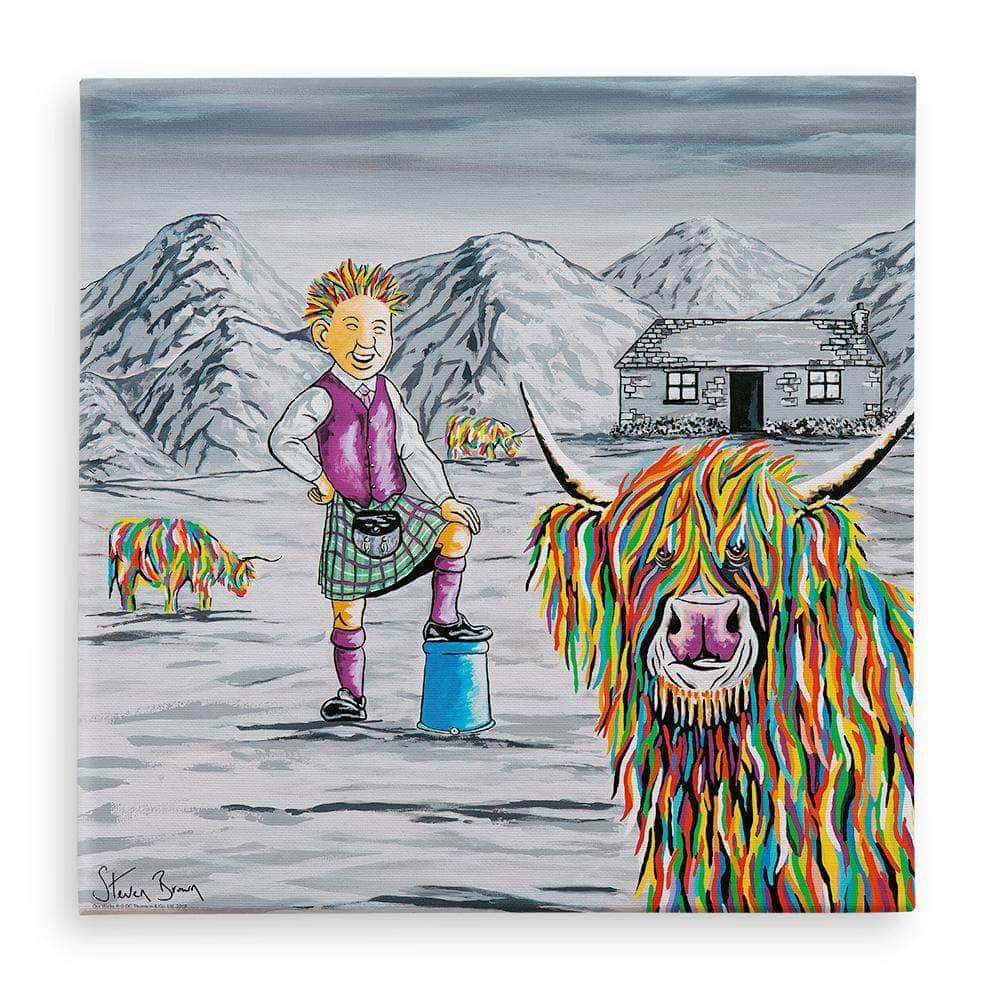 Oor Wullie & Big Tam McCoo Highland Cow Canvas | Steven Brown Art
