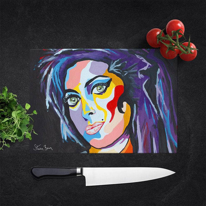 Amy Winehouse - Glass Chopping Board