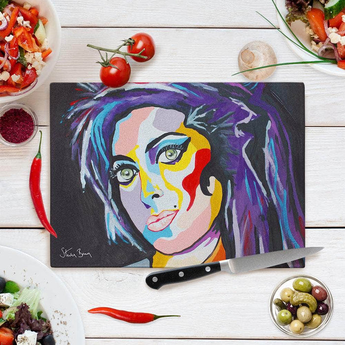 Amy Winehouse - Glass Chopping Board