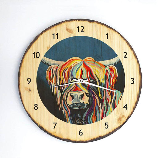 Harris McCoo - Highland Cow Wooden Clock