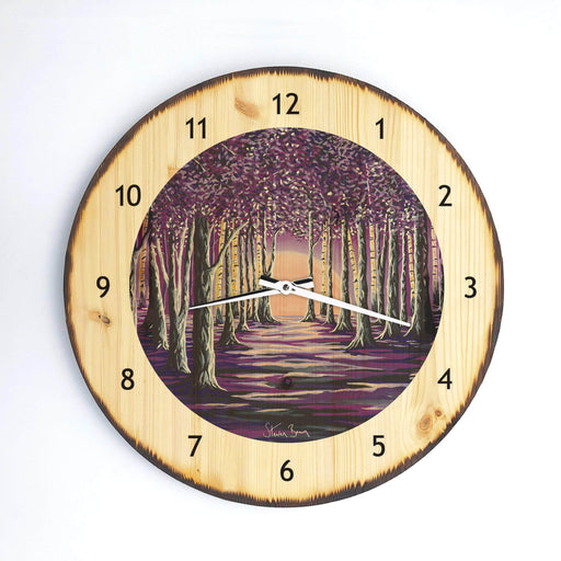 Purple Forest - Wooden Clock